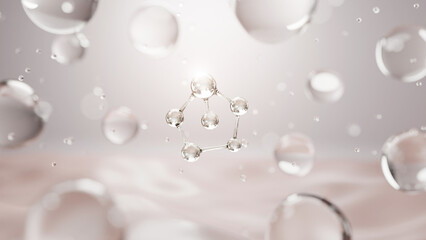 3D Collagen Skin Serum and Vitamin illustration isolated on soft color background. concept skin care cosmetics solution. 3d rendering.