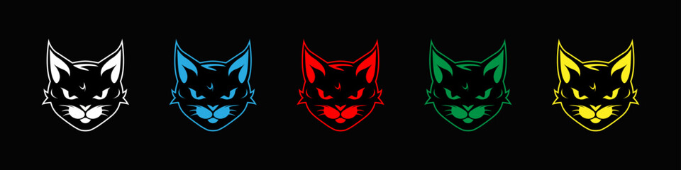 Cat logo set. Cat head for logo or sticker. Vector