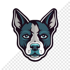 The head of dog. Logo or sticker. Dog face. Loyal pet. Canine. Vector
