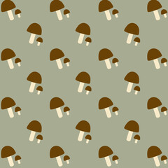 Mushrooms pattern on grey background. Autumn illustration. Mushrooms print