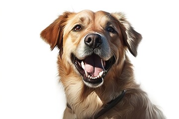 smiling dog isolated on white background. Generated by AI.
