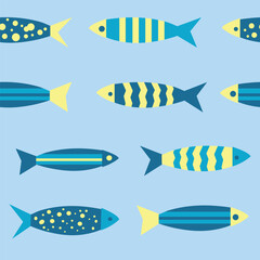 Seamless pattern with fish. background with small decorative abstract fish.