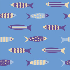 Seamless pattern with fish. background with small decorative abstract fish.