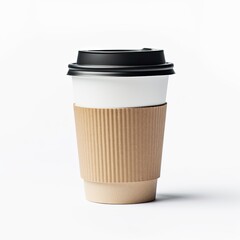 Coffee paper cup on white background. Created with Generative AI tools