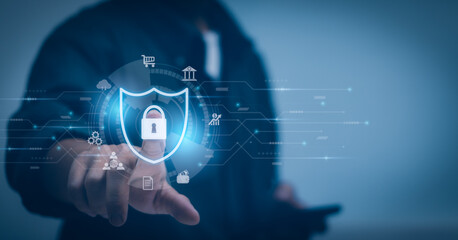 cyber security concept Technology protects data with secure access to the Internet and data privacy...
