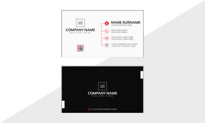 Modern and creative business card design. Double-sided creative business card template. Clean black business card design template. Vector