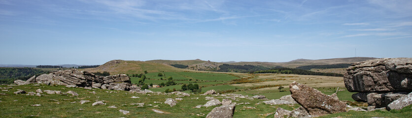 Landscape of Dartmoor National Park in Devon, UK. 