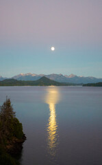 pretty landscape of full moon in Patagonia ARGENTINE