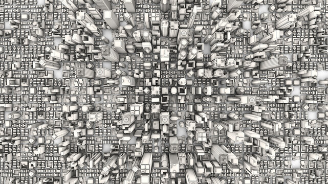 3d aerial city. 3d render
