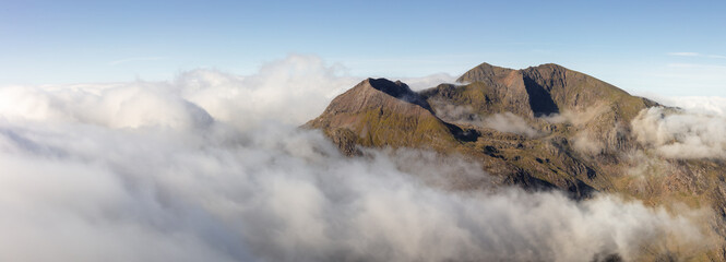 Snowdon Peaking above the Clouds, Temperature Inversion, Snowdonia Mountain Landscape