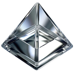 3d silver pyramid isolated on white. Generative AI