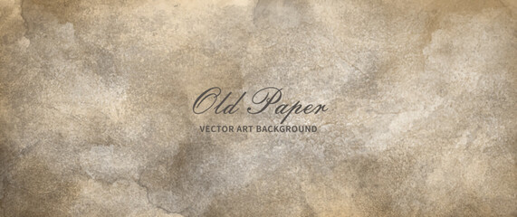 Vector watercolor art background. Old paper. Aged vintage watercolour texture for cover design, cards or banner. Pastel color illustration. Wall. Brushstrokes. Painted grunge template for design.