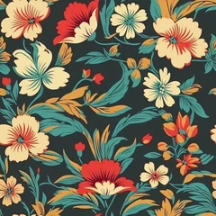 Möbelaufkleber retro flower wallpaper texture: timeless elegance in every pixel © Jaaza