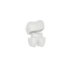Dental implant, tooth with crown. 3D render icon isolated white background.