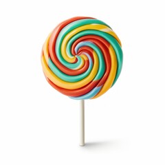 A delicious colorful lollipop isolated on white background. Generative AI.