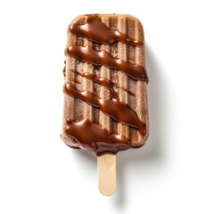 A delicious popsicle with chocolate isolated on white background. Generative AI.