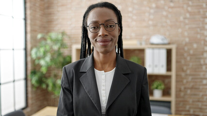 African american woman business worker smiling confident standing at office