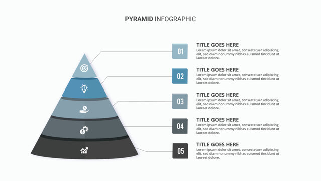 3D Pyramid Hierarchy Infographic Template Design with 5 Layers