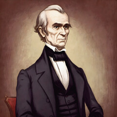 Cartoon flat style portrait of eleventh president of the United States