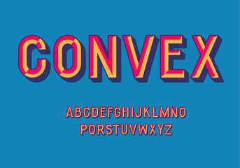 Colorful Retro Convex Volumetric Font. English Bold Typography. Old Style Letters.