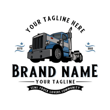 muscular semi truck logo design. muscular semi truck concept. for the semi truck community.