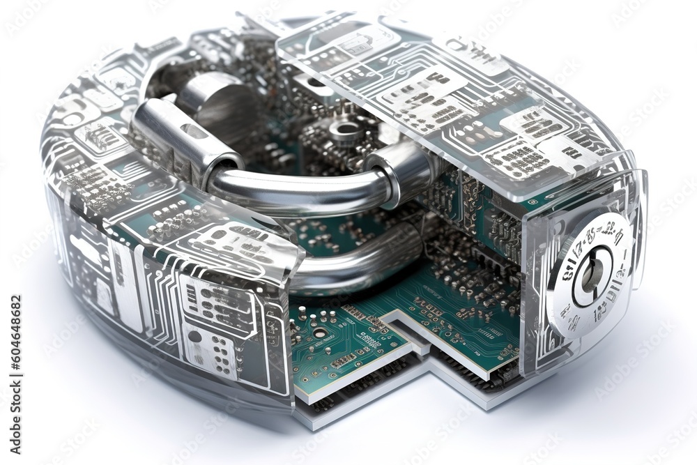 Aufkleber cybersecurity is isolated on a white background. generated by ai