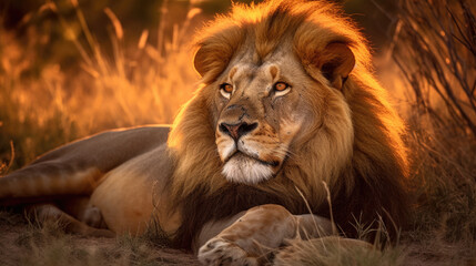 Fototapeta na wymiar Lion, tête en gros plan