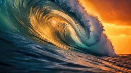 Surfer et grande vague