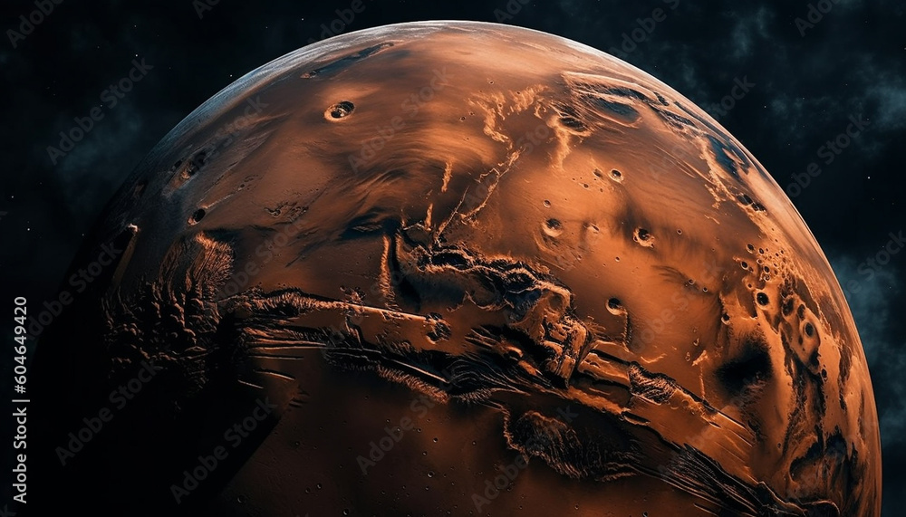 Poster milky way sphere orbits planet in abstract space landscape design generated by ai