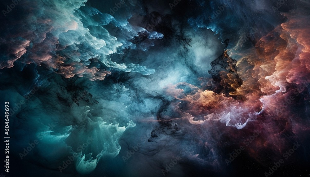 Aufkleber abstract space nebula explodes in a colorful, chaotic, fiery motion generated by ai