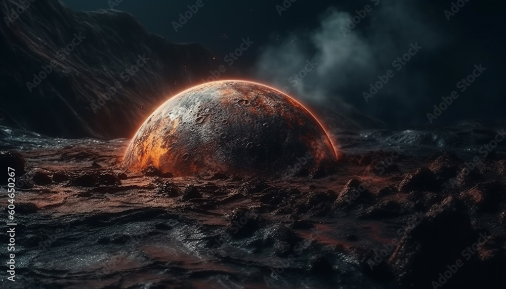 Poster astronaut orbits planet earth in a futuristic spaceship, exploring space generated by ai