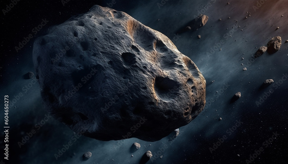 Poster underwater reef orbits planet in deep space, teeming with bacteria generated by ai