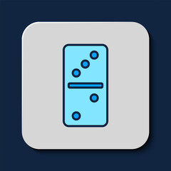 Filled outline Domino icon isolated on blue background. Vector