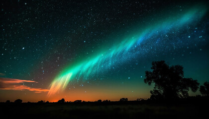 The majestic Milky Way illuminates the dark night sky generated by AI