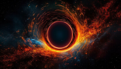 Obraz premium Glowing star shapes orbiting exploding galaxy in deep space fantasy generated by AI