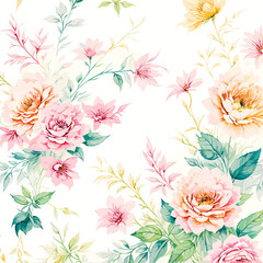 seamless pattern with flowers natural and wild style pastel colours vector illustration wallpaper decoration Generative AI