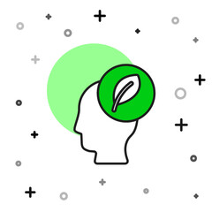 Filled outline Human head with leaf inside icon isolated on white background. Vector