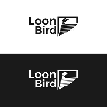 loon bird logo white and black logo