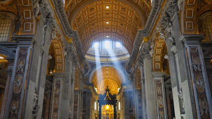 Sun beaming through St. Peter's Basilica, The Vatican