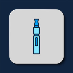 Filled outline Electronic cigarette icon isolated on blue background. Vape smoking tool. Vaporizer Device. Vector