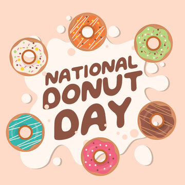 national donut day design template for celebration. donut vector design. donut illustration. flat donut illustration. 
