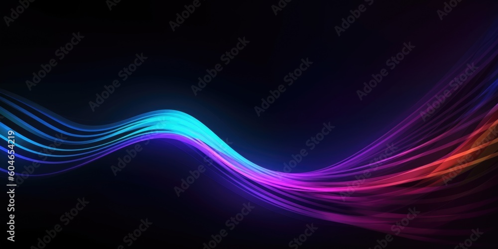 Poster abstract flowing neon color wave lights background. generative ai aig21.