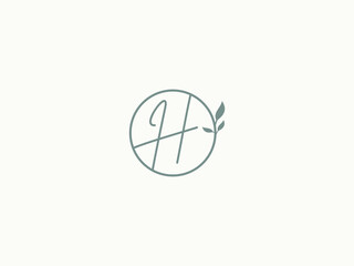 Fototapeta premium logo H leaf circle , cosmetics