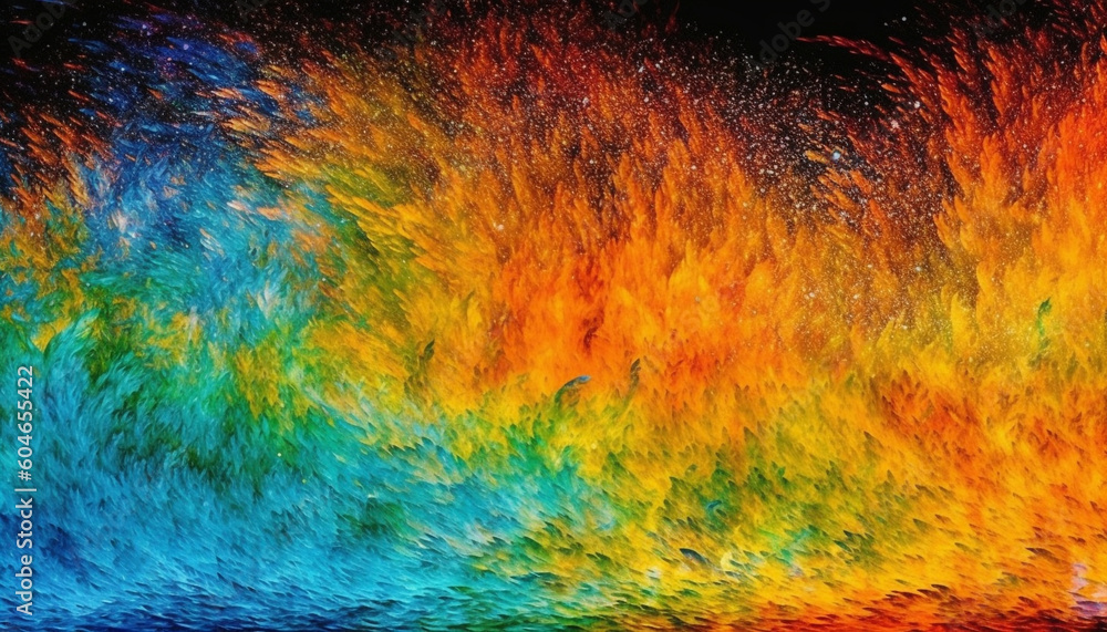 Poster vibrant colors explode in abstract space, celebrating creativity and design generated by ai
