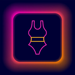 Glowing neon line Swimsuit icon isolated on black background. Colorful outline concept. Vector