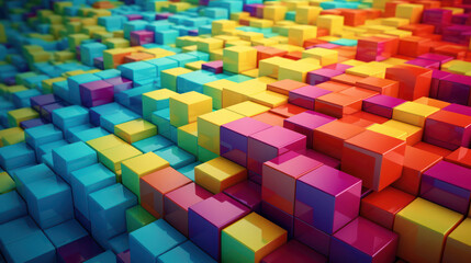 Fototapeta na wymiar Abstract 3d background wallpaper with bright colorful cubes. Created with Generative AI Technology