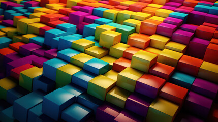 Fototapeta na wymiar Abstract 3d background wallpaper with bright colorful cubes. Created with Generative AI Technology