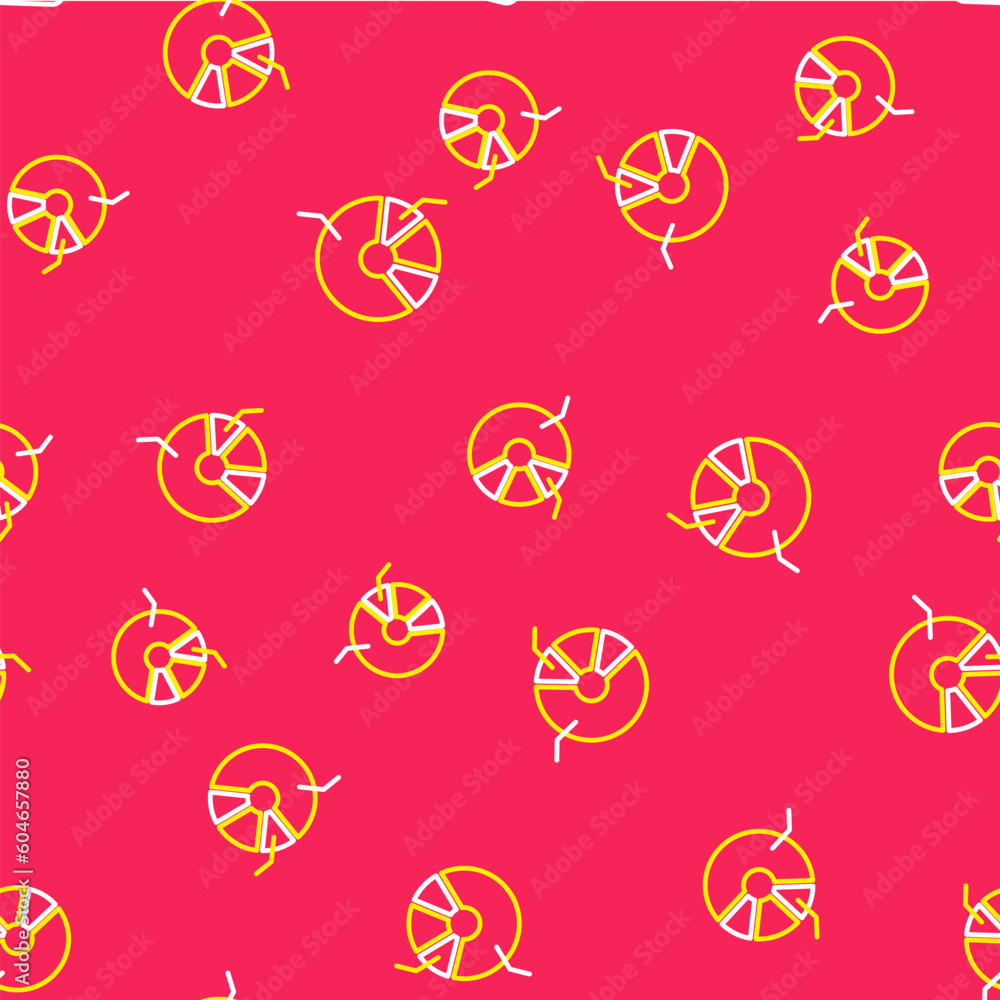 Poster line pie chart infographic icon isolated seamless pattern on red background. diagram chart sign. vec