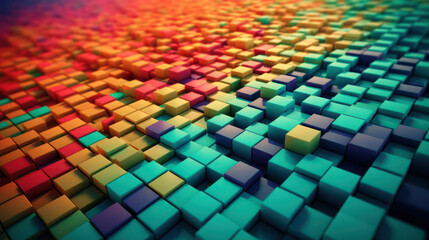 Abstract 3d background wallpaper with bright colorful cubes. Created with Generative AI Technology