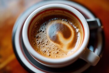 Generative AI close up a cup hot americano top view Food Photography